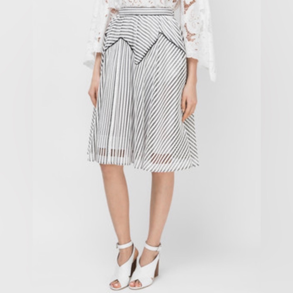 ZAC POSEN Black and white striped mesh full skirt size 8